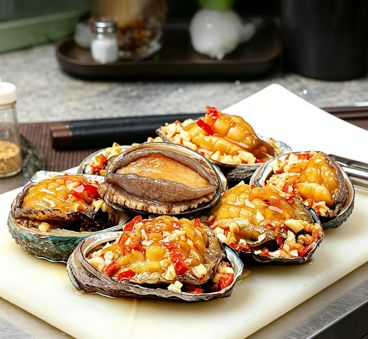 Steamed Abalone Meat with Garlic Chilli Sauce